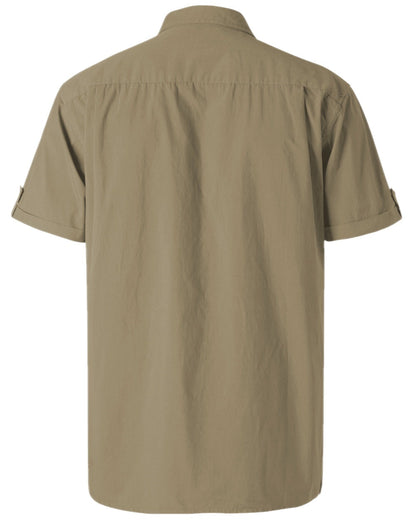 Sandstone Coloured Pinewood Mens Safari Short Sleeve Shirt on white background #colour_sandstone