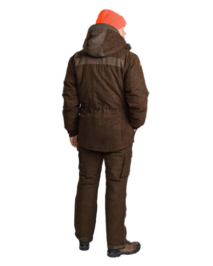 Suede Brown Coloured Pinewood Mens Smaland Abisko 2.0 Hunting Jacket on white background #colour_suede-brown
