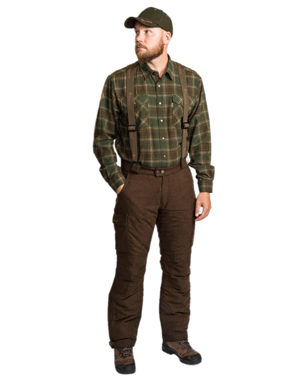 Suede Brown Coloured Pinewood Mens Smaland Abisko 2.0 Hunting Trousers on white background #colour_suede-brown