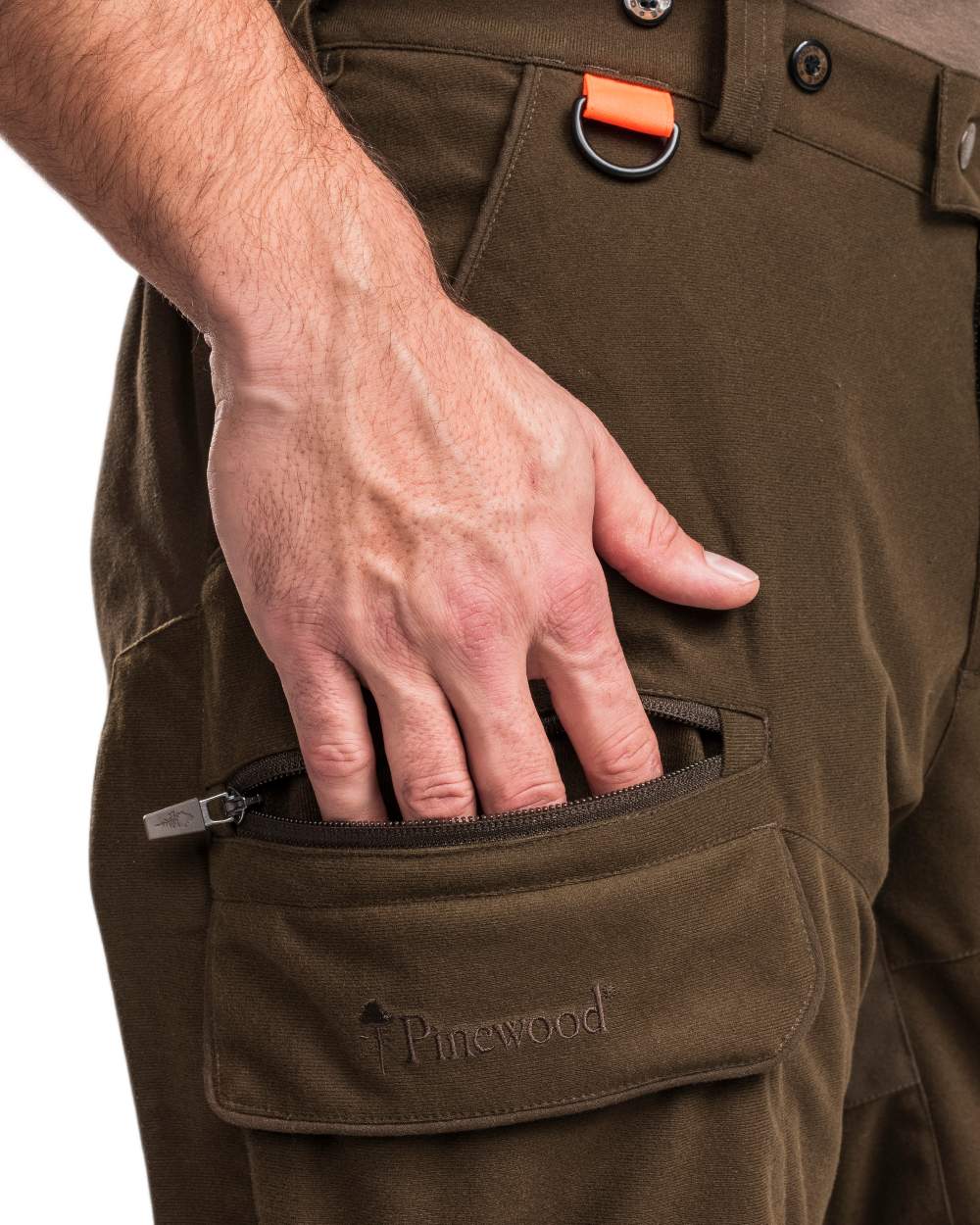 Hunting Green coloured Pinewood Mens Smaland Forest Trousers on white background #colour_hunting-green