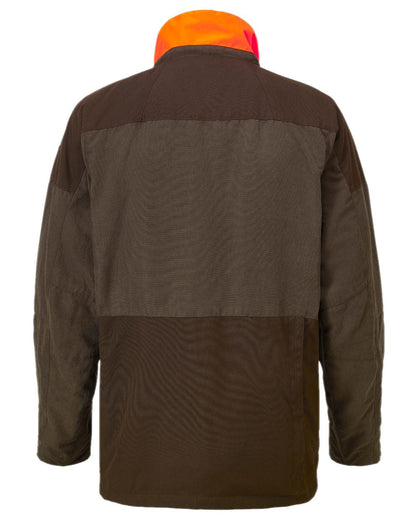 Suede Brown Coloured Pinewood Mens Smaland Hunters Jacket on forest background #colour_suede-brown