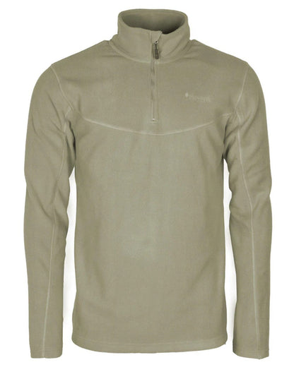 Mid Khaki coloured Pinewood Mens Tiveden Fleece Sweater on white background #colour_mid-khaki