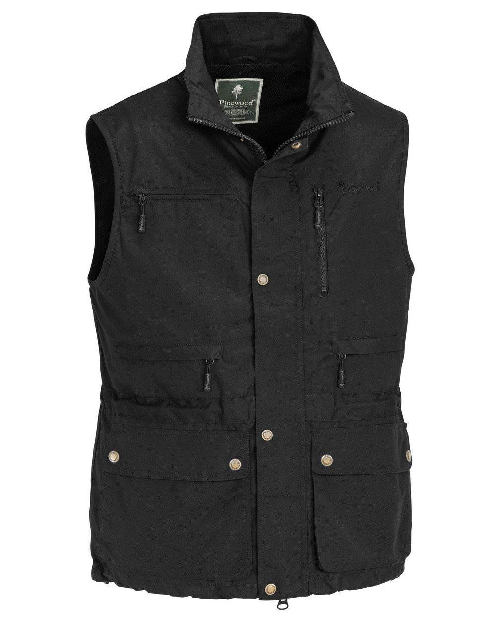 Black coloured Pinewood Mens Tiveden Vest on white background #colour_black