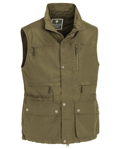 Hunting Olive coloured Pinewood Mens Tiveden Vest on white background #colour_hunting-olive