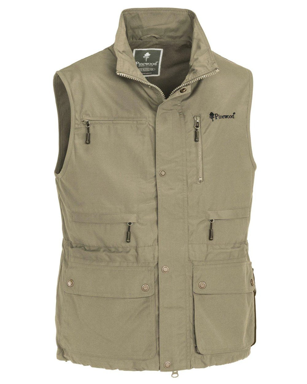 Light Khaki coloured Pinewood Mens Tiveden Vest on white background #colour_light-khaki