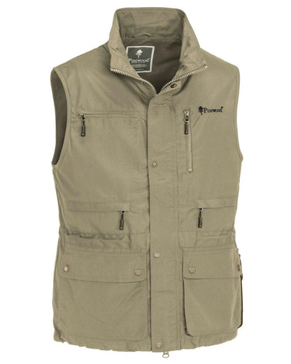 Light Khaki coloured Pinewood Mens Tiveden Vest on white background #colour_light-khaki