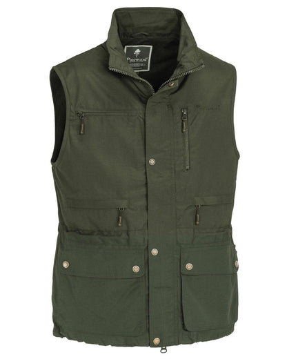 Moss Green coloured Pinewood Mens Tiveden Vest on white background #colour_moss-green