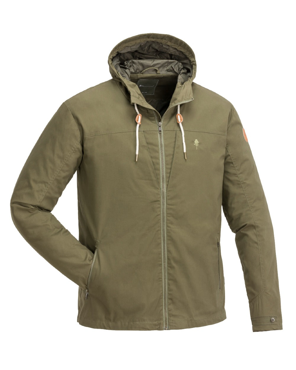 Hunting Olive coloured Pinewood Mens Varnamo Light Jacket on white background #colour_hunting-olive