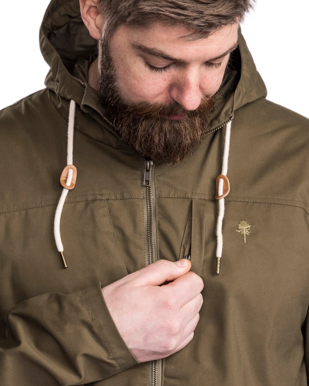 Hunting Olive coloured Pinewood Mens Varnamo Light Jacket on white background #colour_hunting-olive