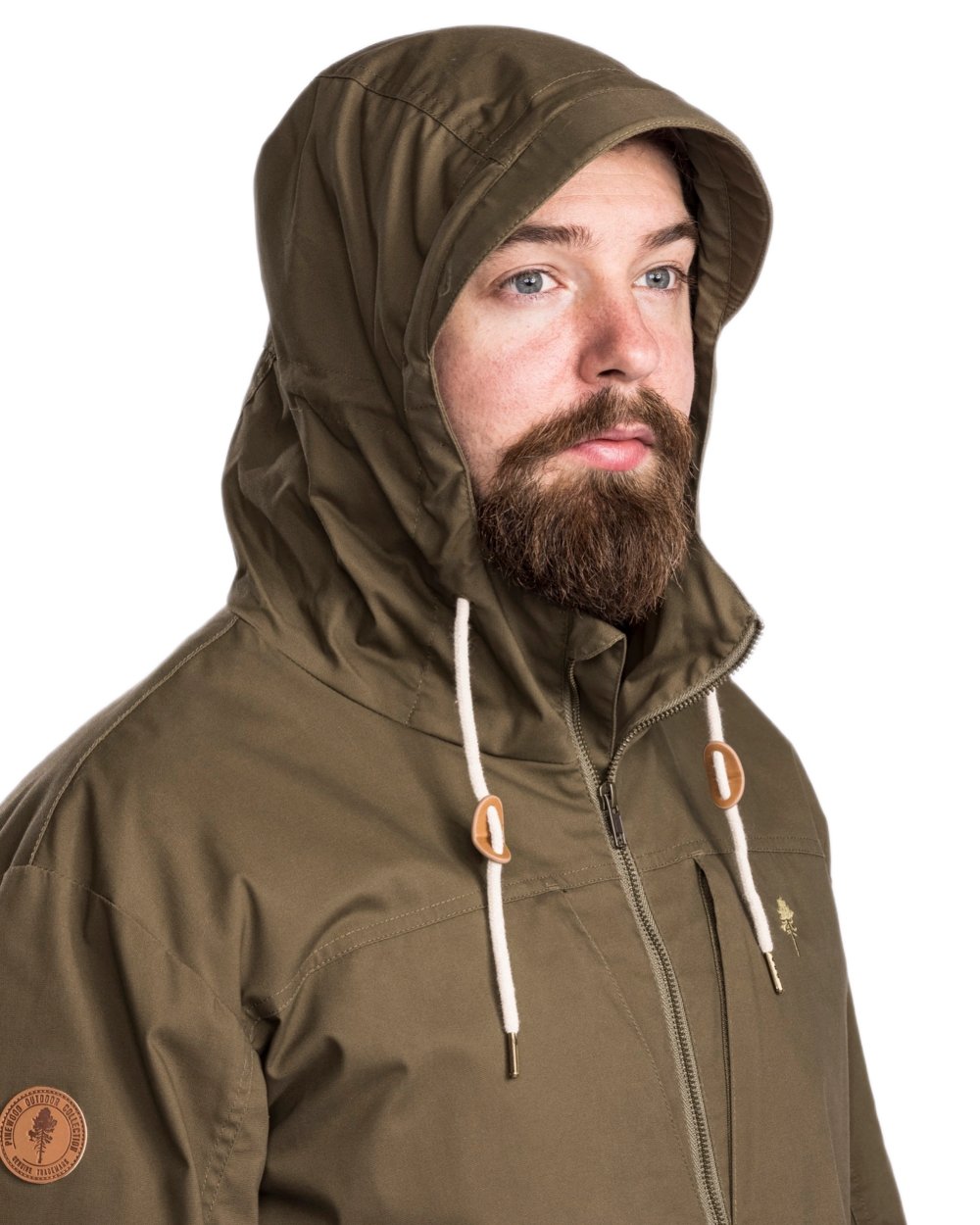 Hunting Olive coloured Pinewood Mens Varnamo Light Jacket on white background #colour_hunting-olive