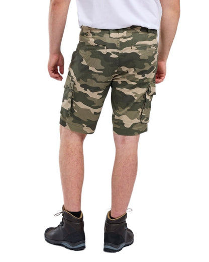 Khaki Camouflage Coloured Pinewood Mens Värnamo Serengeti Shorts on white background #colour_khaki-camouflage