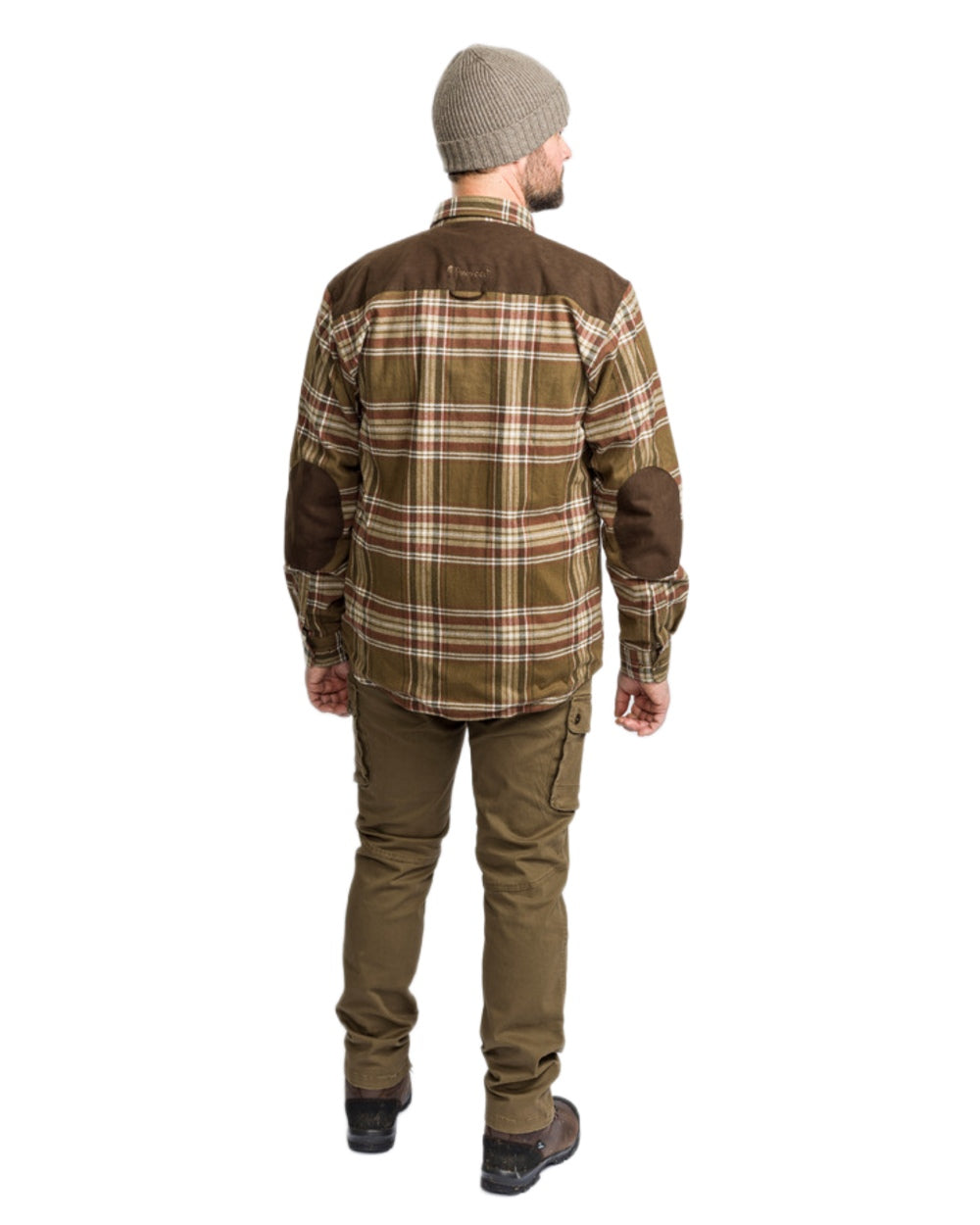Hunting Olive Coloured Pinewood Mens Värnamo Serengeti Trousers on white background #colour_hunting-olive