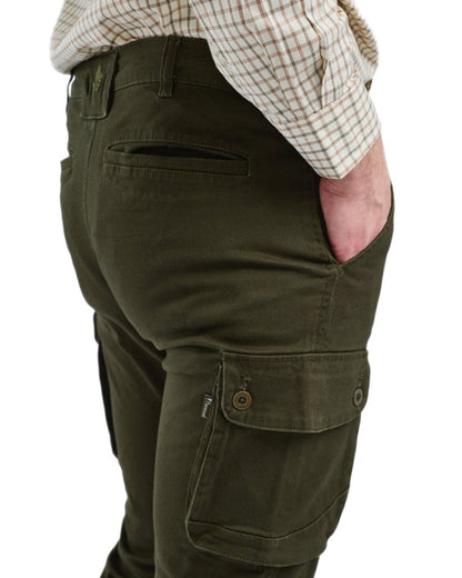 Moss Green Coloured Pinewood Mens Värnamo Serengeti Trousers on white background #colour_moss-green