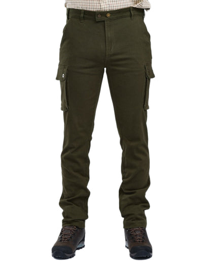 Moss Green Coloured Pinewood Mens Värnamo Serengeti Trousers on white background #colour_moss-green
