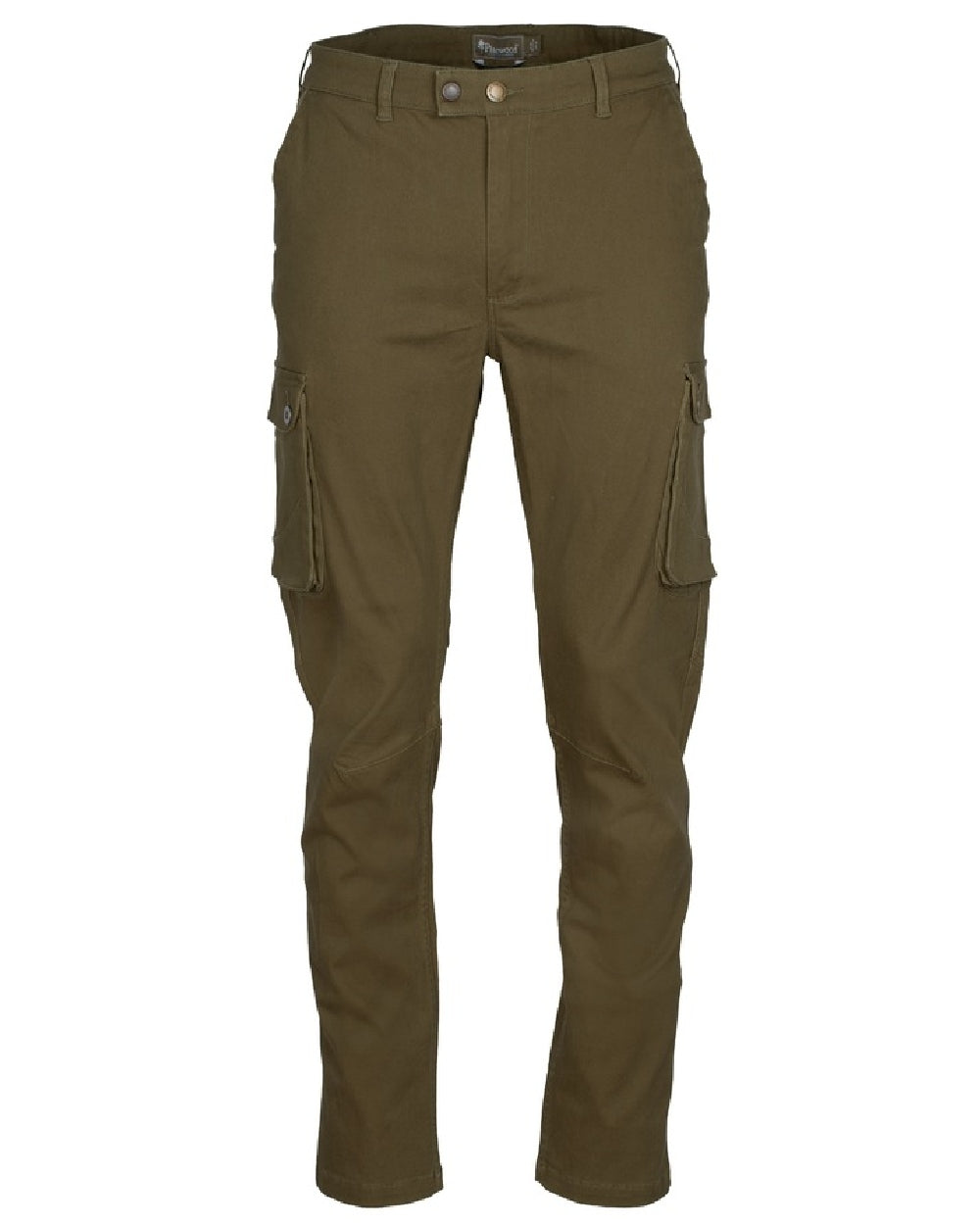 Moss Green Coloured Pinewood Mens Värnamo Serengeti Trousers on white background #colour_moss-green