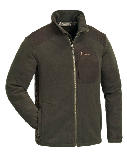 Hunting Brown Suede Brown Coloured Pinewood Mens Wildmark Membrane Fleece Jacket on white background #colour_hunting-brown-suede-brown
