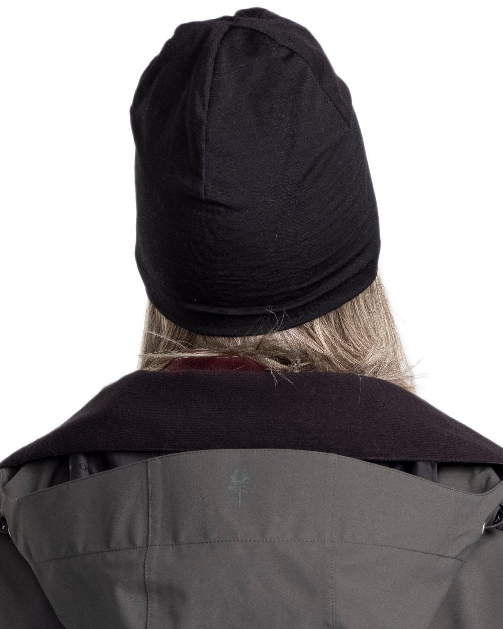 Black Coloured Pinewood Merino Wool Beanie on white background #colour_black