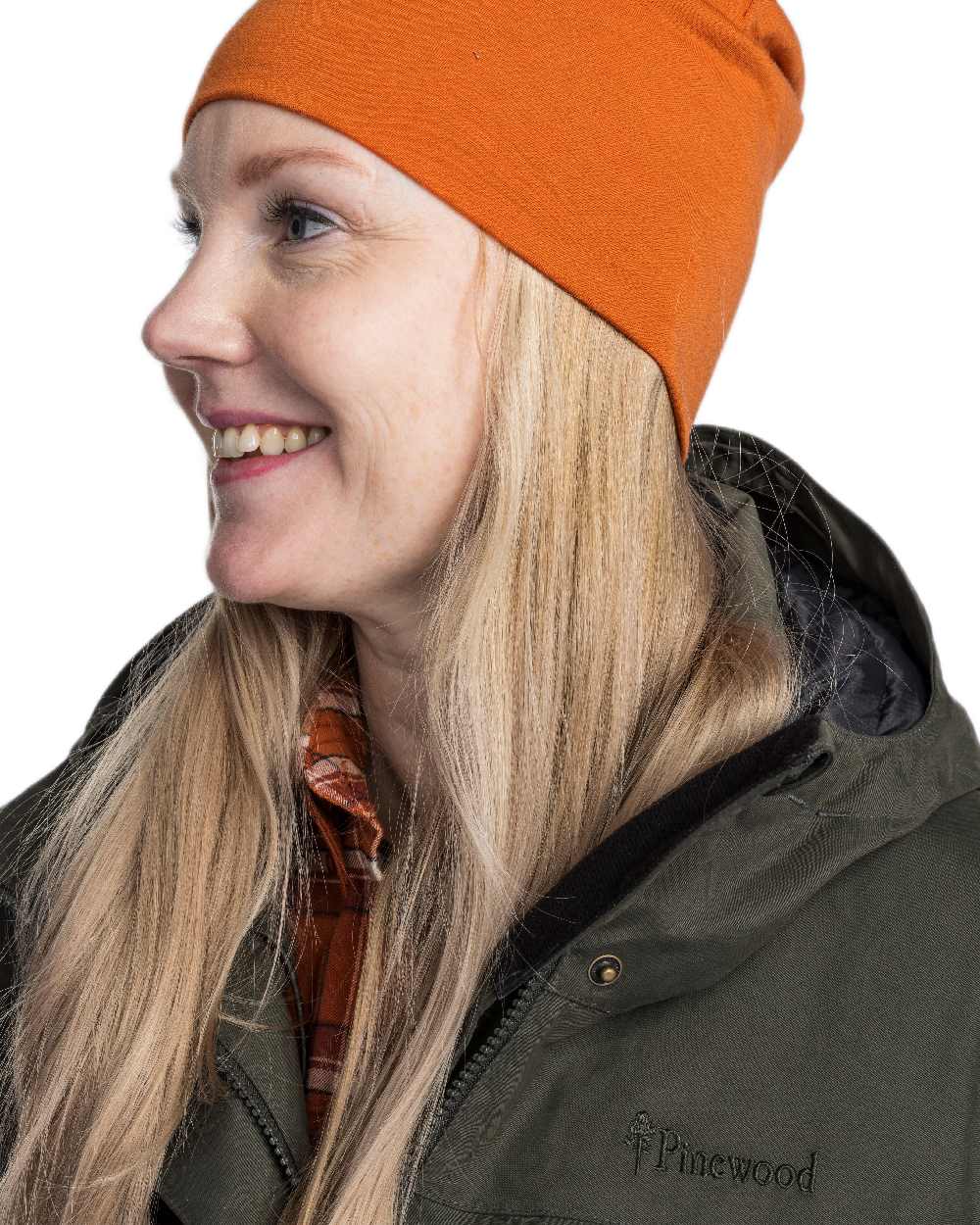 Burned Orange Coloured Pinewood Merino Wool Beanie on white background #colour_burned-orange