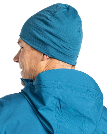 Dark Azur Blue Coloured Pinewood Merino Wool Beanie on white background #colour_dark-azur-blue