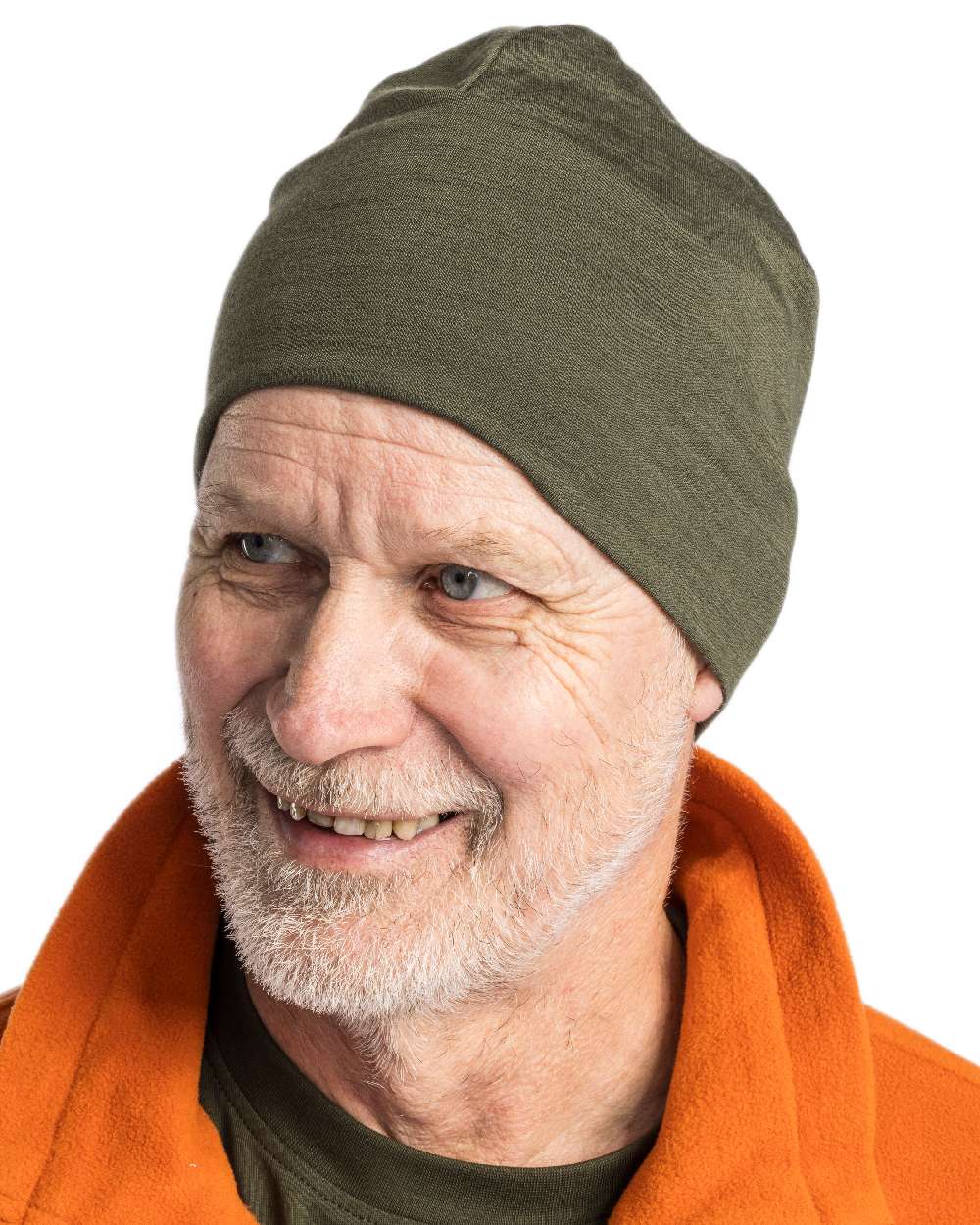 Moss Green Coloured Pinewood Merino Wool Beanie on white background #colour_moss-green