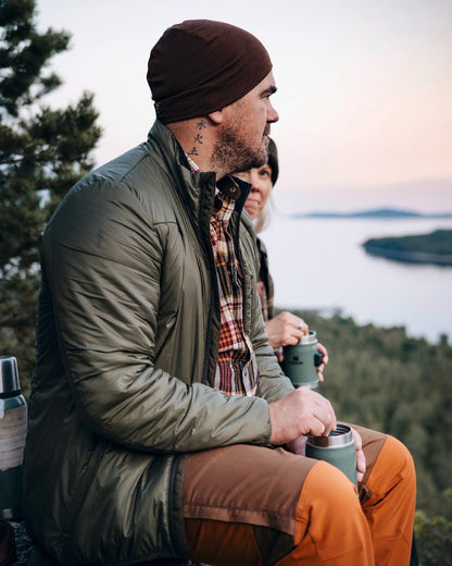 Nougat Coloured Pinewood Merino Wool Beanie on outdoor background #colour_nougat