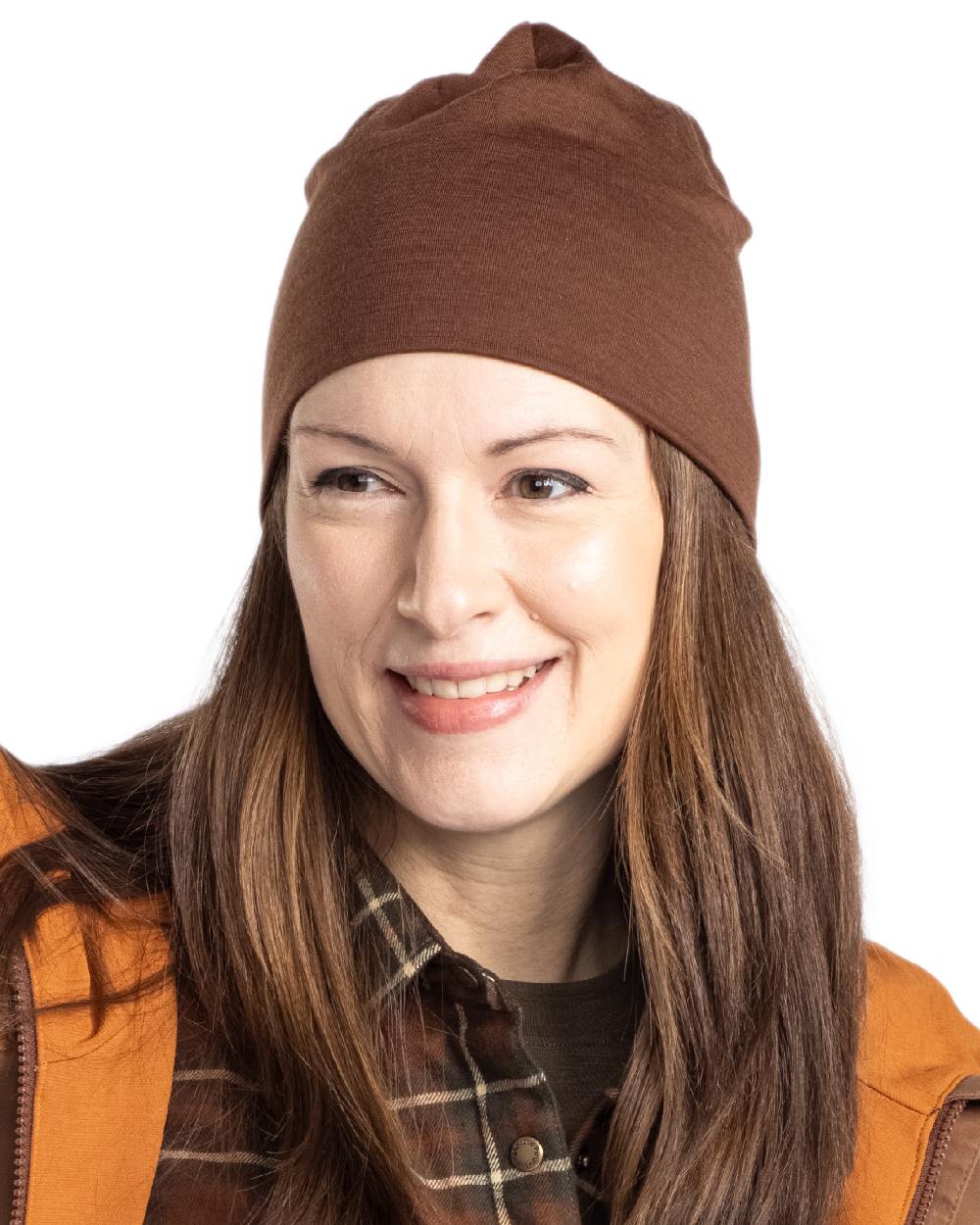 Nougat Coloured Pinewood Merino Wool Beanie on white background #colour_nougat