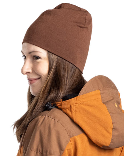 Nougat Coloured Pinewood Merino Wool Beanie on white background #colour_nougat