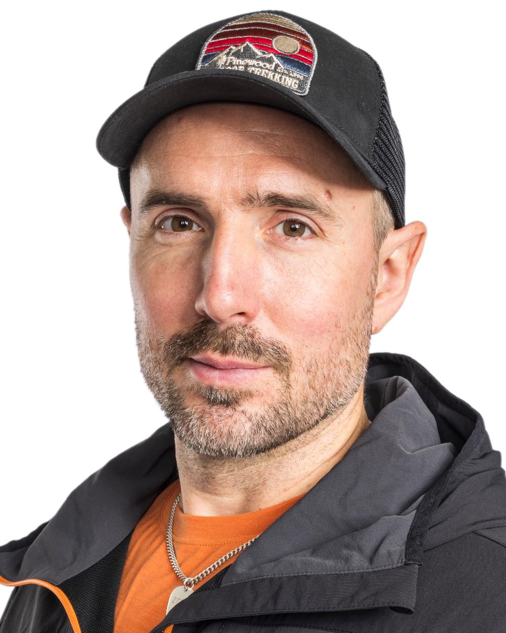 Black Coloured Pinewood Mesh Cap on white background #colour_black