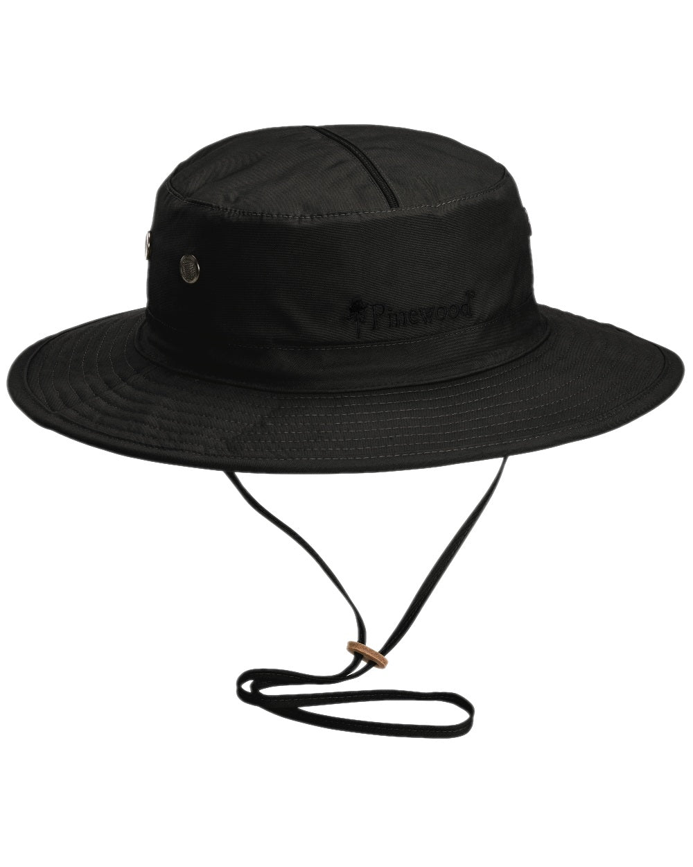 Black Coloured Pinewood Mosquito Hat on white background #colour_black