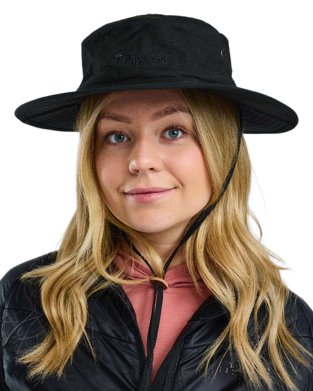 Black Coloured Pinewood Mosquito Hat on white background #colour_black