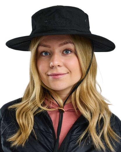 Black Coloured Pinewood Mosquito Hat on white background #colour_black