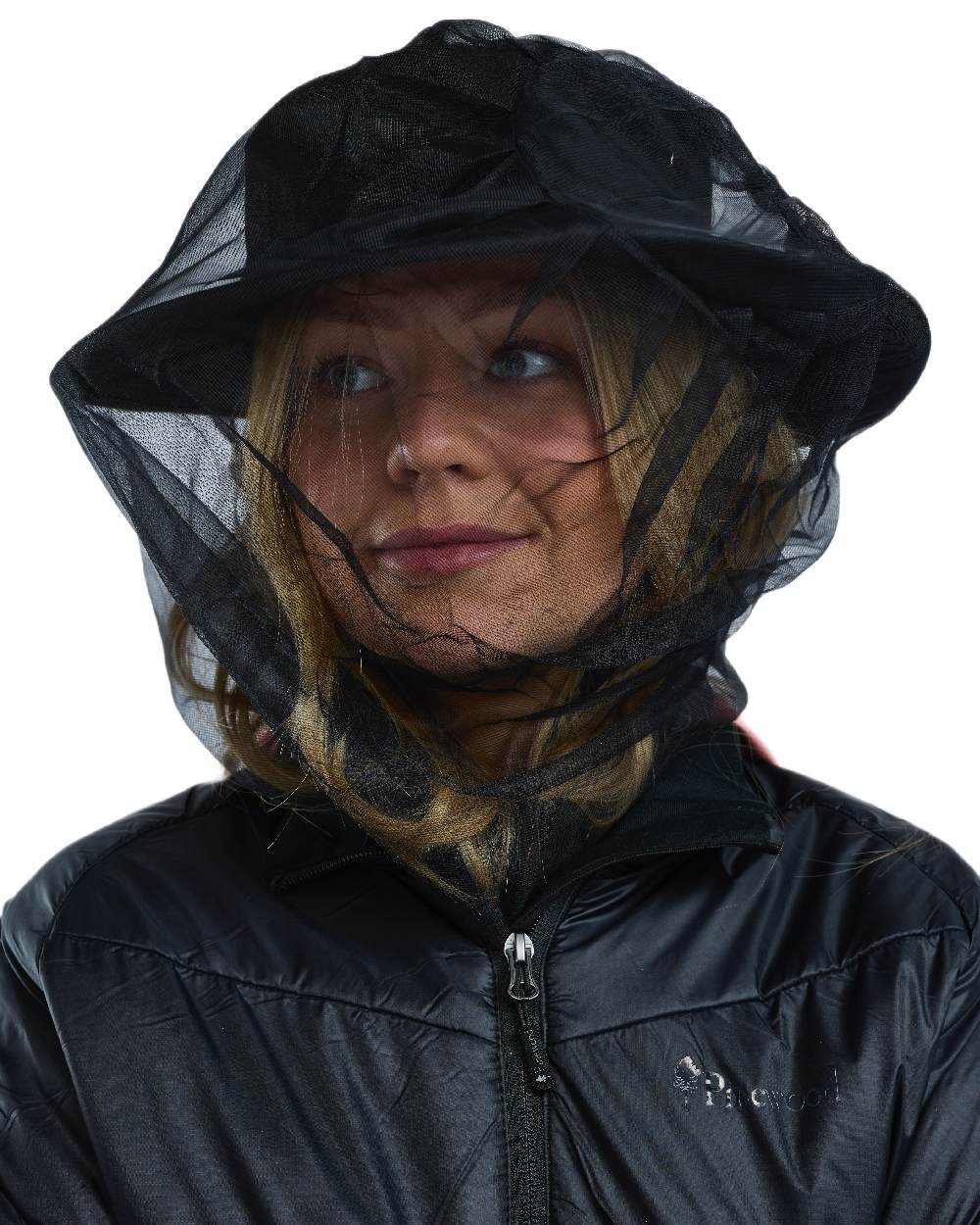 Black Coloured Pinewood Mosquito Hat on white background #colour_black