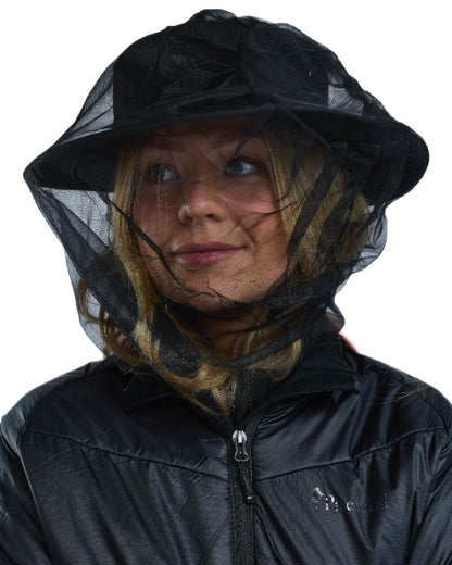 Black Coloured Pinewood Mosquito Hat on white background #colour_black