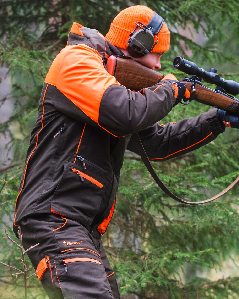 Orange Coloured Pinewood New Stoten Hat on outdoor background #colour_orange