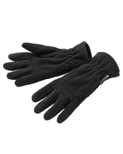 Black Coloured Pinewood Samuel Fleece Gloves on white background #colour_black