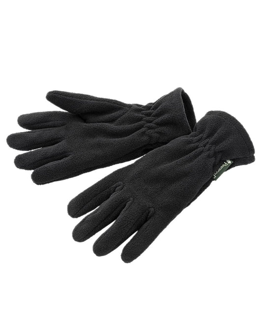 Black Coloured Pinewood Samuel Fleece Gloves on white background #colour_black