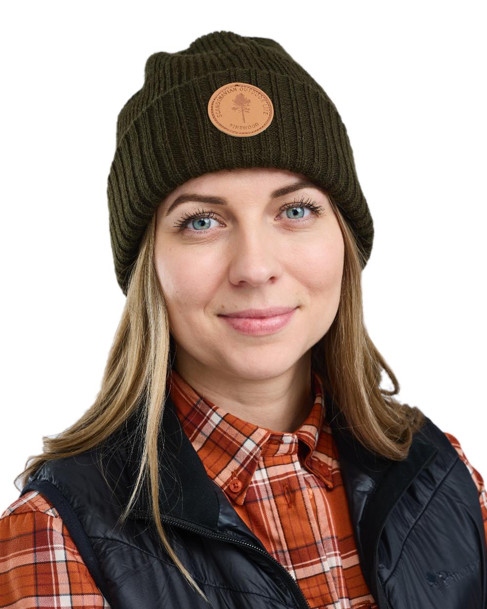 Moss Green Coloured Pinewood Windy Hat on white background #colour_moss-green