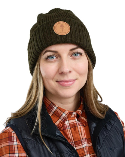 Moss Green Coloured Pinewood Windy Hat on white background #colour_moss-green