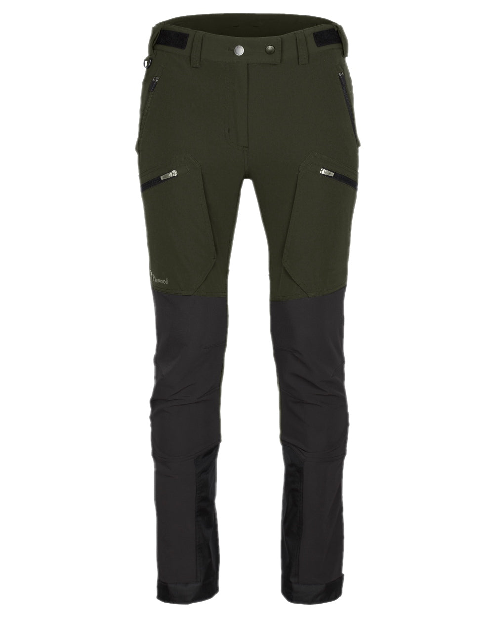 Moss Green Coloured Pinewood Womens Abisko Adventure Trousers on white background #colour_moss-green