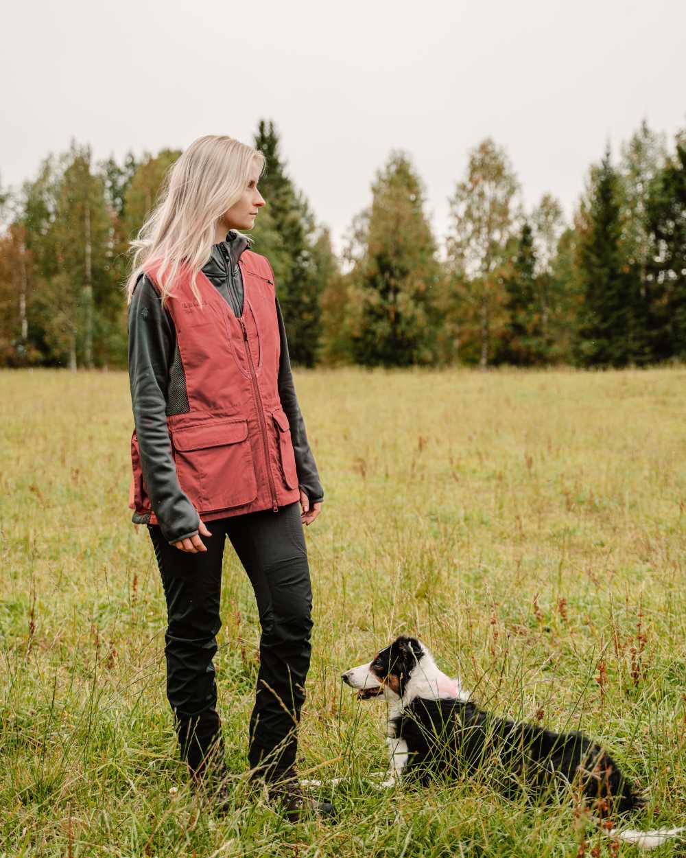 Black Coloured Pinewood Womens Abisko Brenton Trousers on outdoor background #colour_black