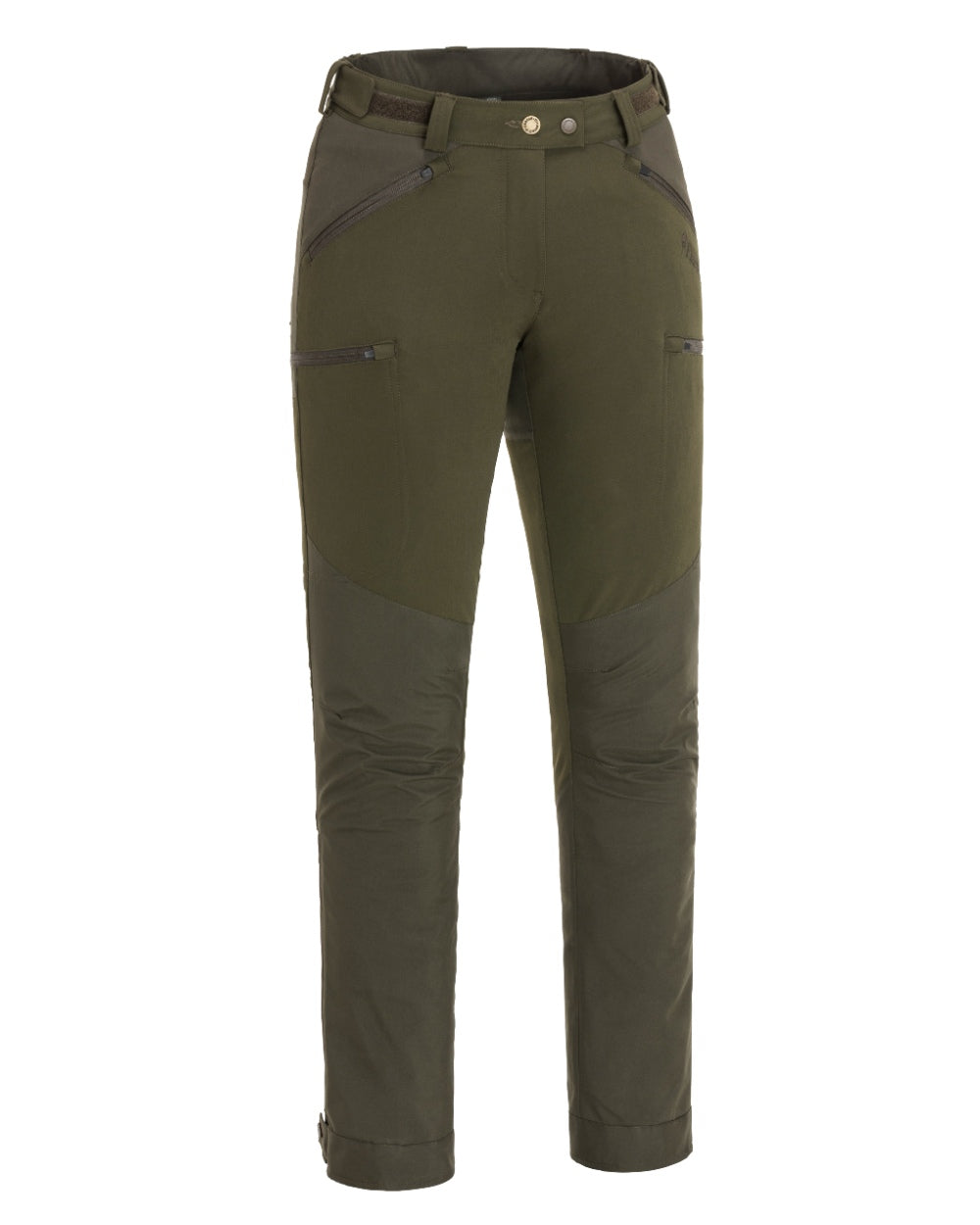 Dark Olive Suede Brown Coloured Pinewood Womens Abisko Brenton Trousers on white background #colour_dark-olive-suede-brown