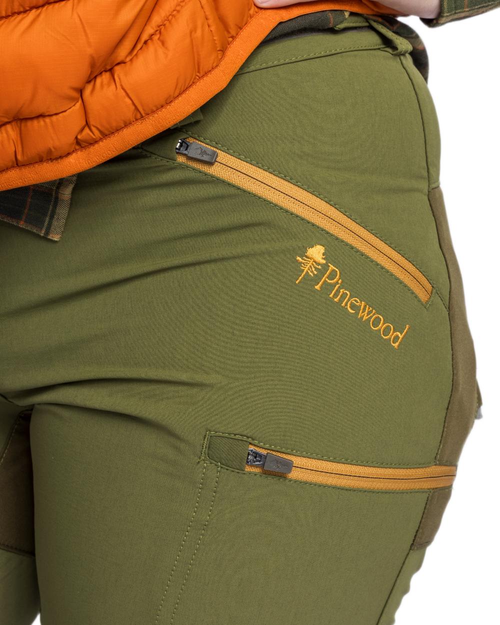Leaf Hunting Olive Coloured Pinewood Womens Abisko Brenton Trousers on white background #colour_leaf-hunting-olive