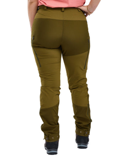 Olive Green Hunting Olive Coloured Pinewood Womens Abisko Brenton Trousers on white background #colour_olive-green-hunting-olive