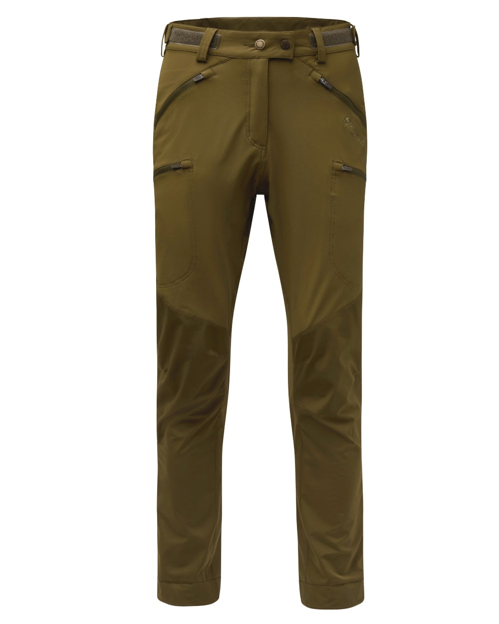 Olive Green Hunting Olive Coloured Pinewood Womens Abisko Brenton Trousers on white background #colour_olive-green-hunting-olive
