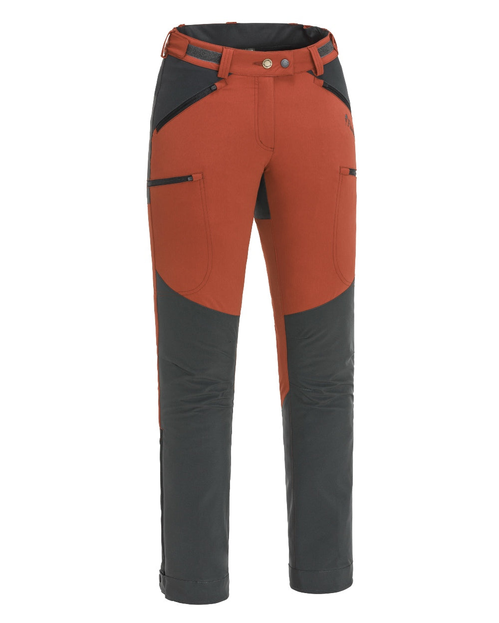 Terracotta Dark Anthracite Coloured Pinewood Womens Abisko Brenton Trousers on white background #colour_terracotta-dark-anthracite