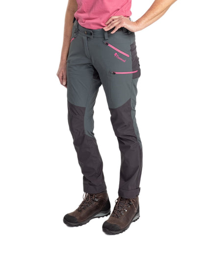 Urban Grey Dark Anthracite Coloured Pinewood Womens Abisko Brenton Trousers on white background #colour_urban-grey-dark-anthracite