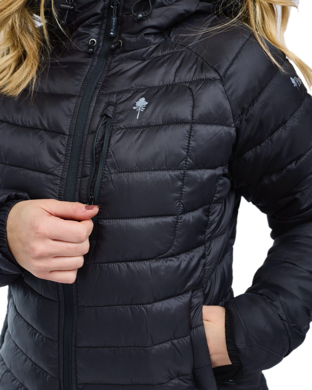 Black Coloured Pinewood Womens Abisko Insulation Jacket on white background #colour_black