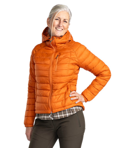 Burned Orange Coloured Pinewood Womens Abisko Insulation Jacket on white background #colour_burned-orange