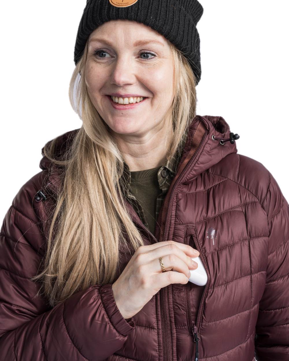 Earth Plum Coloured Pinewood Womens Abisko Insulation Jacket on white background #colour_earth-plum