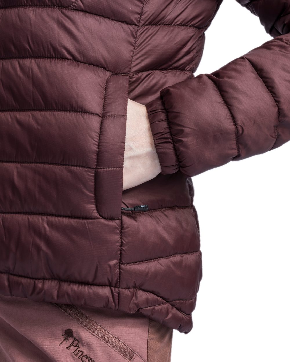 Earth Plum Coloured Pinewood Womens Abisko Insulation Jacket on white background #colour_earth-plum
